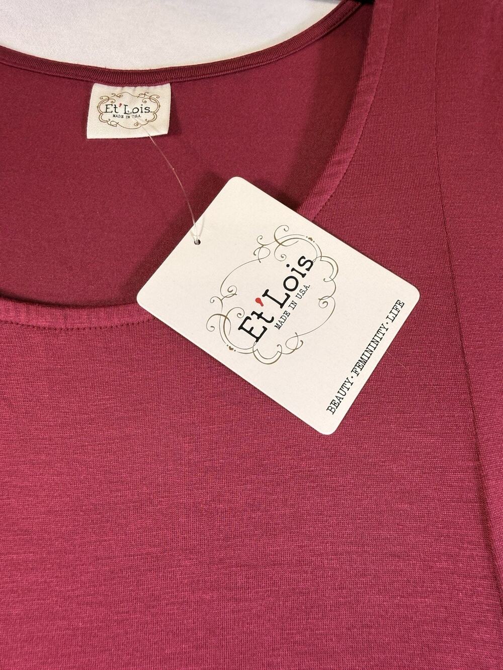 NWT Et' Lois Red Knit 3/4 sleeve Top Shirt Made in USA Lrg
